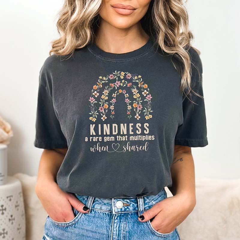 Kindness Floral Rainbow Positivity T-Shirt