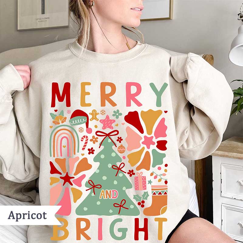 Merry and Bright Boho Flower Sweatshirt