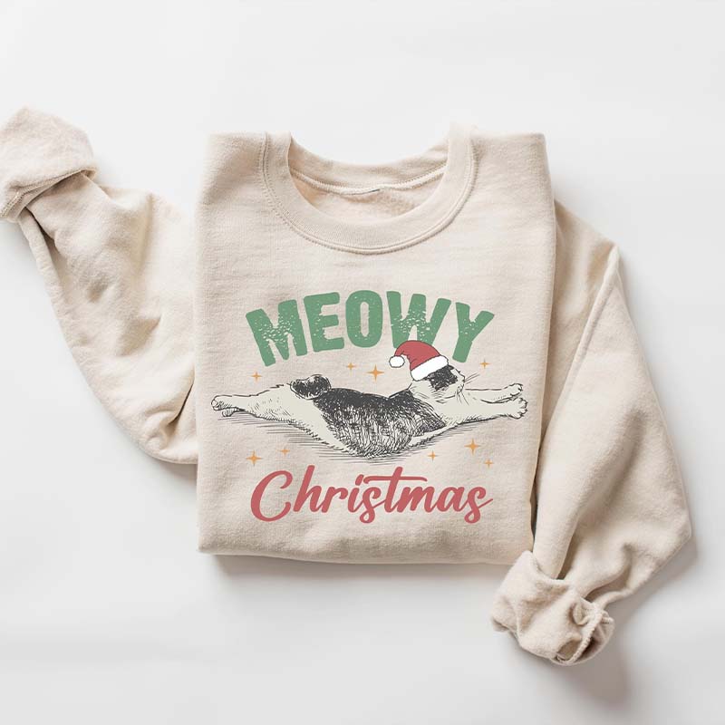 Meowy Christmas Cat Mom Sweatshirt