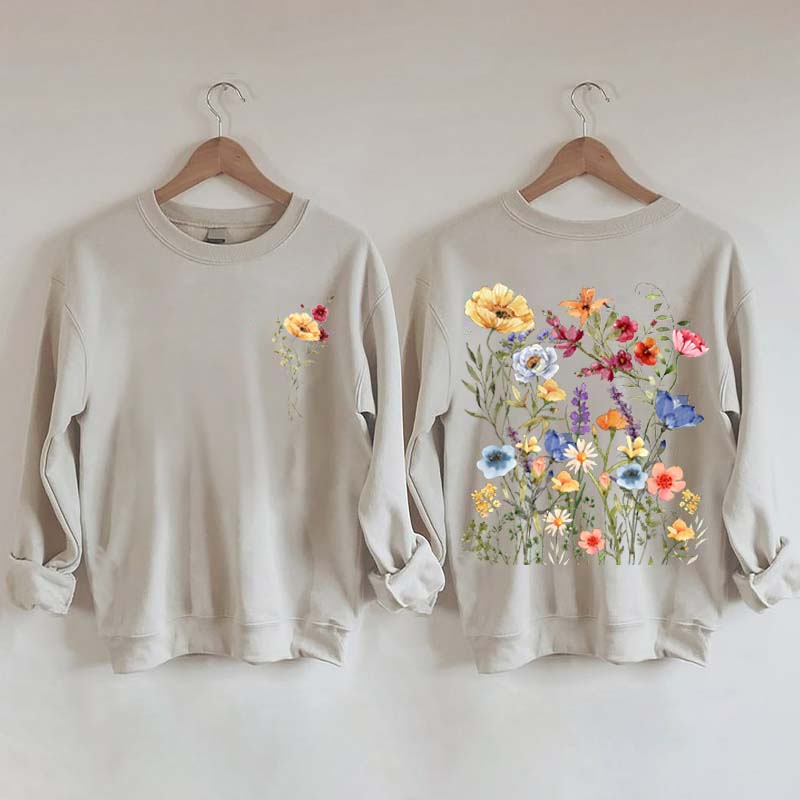 Vintage Pressed Yellow Flowers Sweatshirt