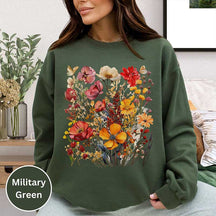 Red Orange Fall Autumn Wildflower Sweatshirt