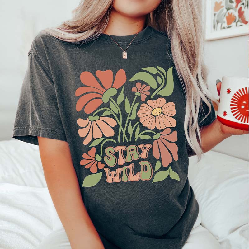 Stay Wild Boho Flower Vintage Floral T-Shirt