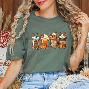 Fall Coffee Pumpkin Latte Halloween T-Shirt