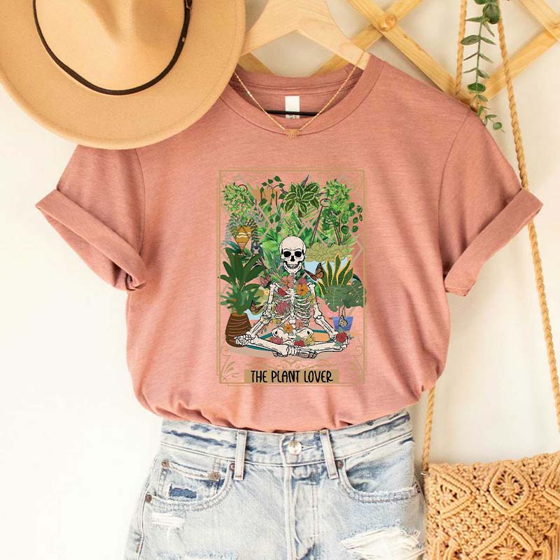 The Plant Lover Skeleton Graphic Mom T-Shirt