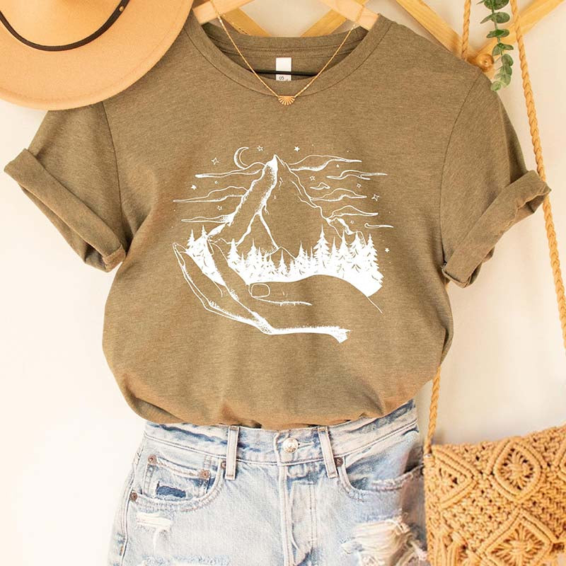 Women Adventurer Shirt Hand Drawn Mountain T-Shirt