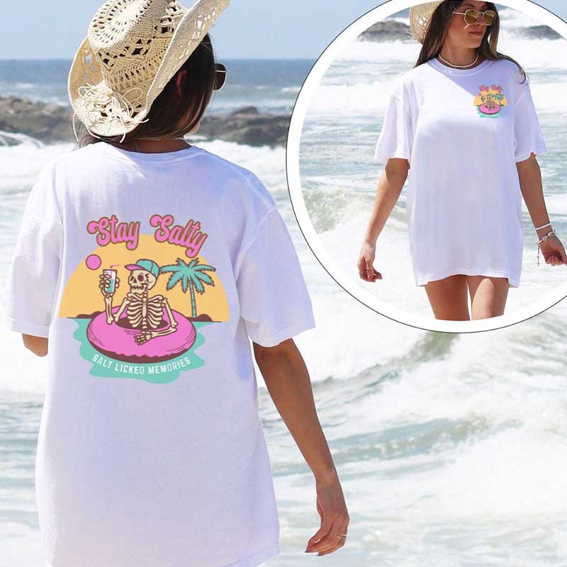 Skeleton Summer Beach Trendy T-Shirt