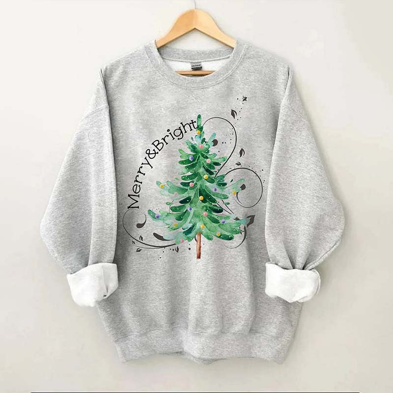 Merry And Bright Christmas Tree Sweatshirt