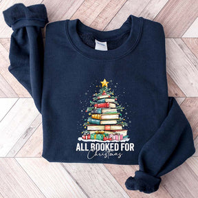 All Booked For Christmas Shirt Gift for Librarian Sweatshirt