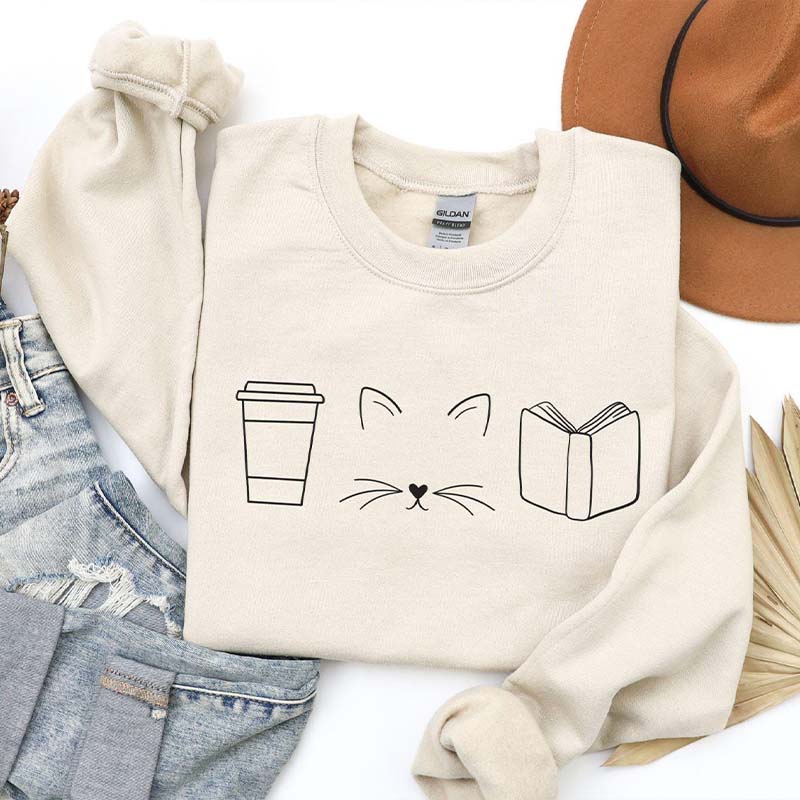 Cats Coffee Books Sweatshirt