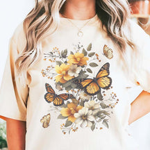 Monarch Butterfly Floral Nature Inspired T-Shirt