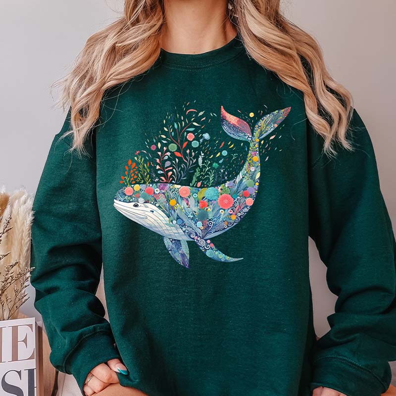 Floral Whimsical Whale Sweatshirt