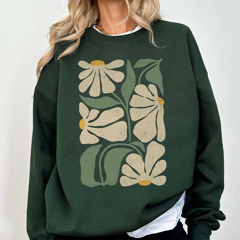 Women Floral Minimalist Flower Print Sweatshirt