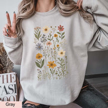 Pastel Botanical Vintage Pressed Flowers Sweatshirt