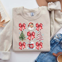 Coquette Bow Red Ribbon Santa Sweatshirt