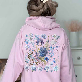 Blue Wildflowers Granola Girl Hoodie