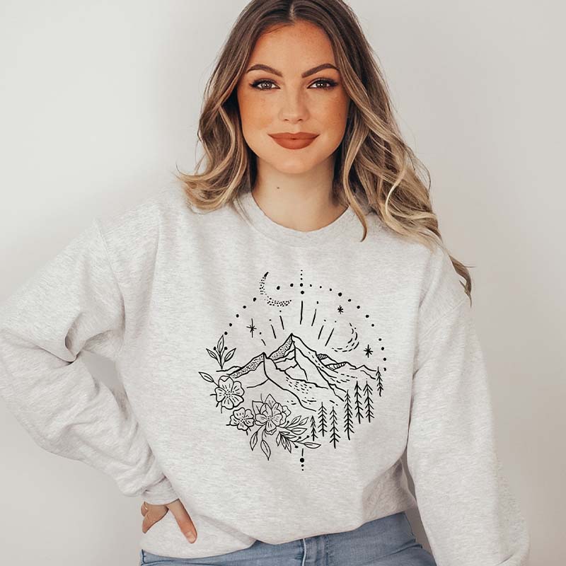 Mountain Camping Nature Moon Sweatshirt