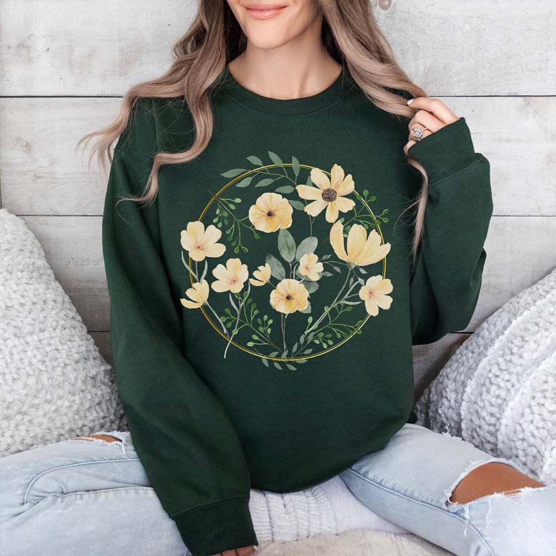 Yellow Wildflower Trendy Floral Sweatshirt