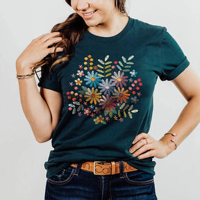 Boho style Flowers Bouquet Printed T-Shirt