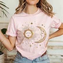 Boho Celestial Sun And Moon Crystal  T-Shirt