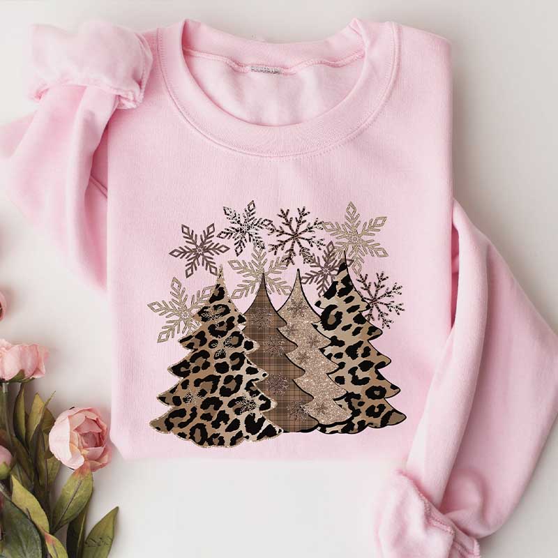 Leopard Print Christmas Tree Family Matching Sweatshirt