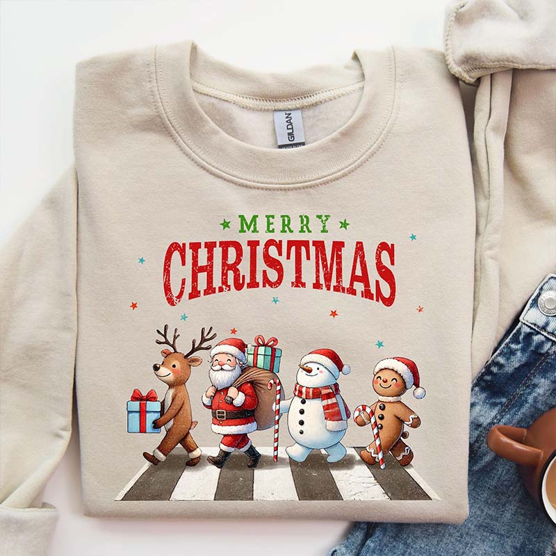 Santa Claus and Reindeer Road Sweatshirt