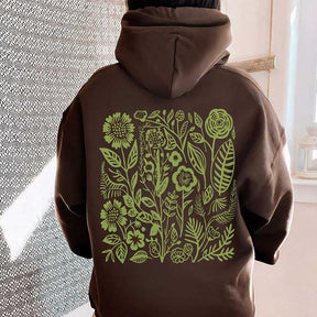 Retro Wildflowers Hoodie Forest Green Hoodie