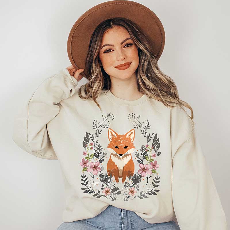 Vintage Forest Cozy Cute Fox Cottagecore Sweatshirt