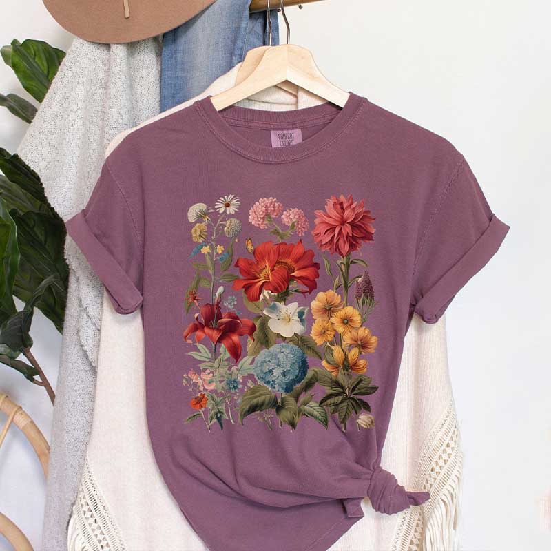 Boho Wildflowers Whimsigoth Plant T-Shirt