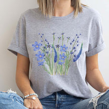 Blue Wildflowers Botanical Plant T-Shirt