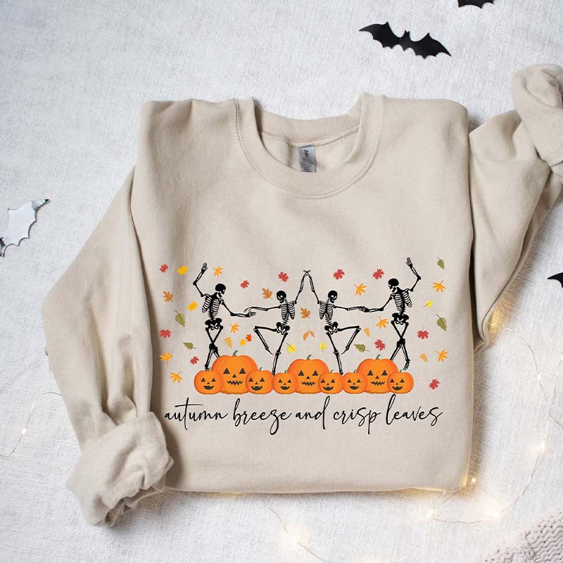 Pumpkin Halloween Dancing Skeletons Sweatshirt