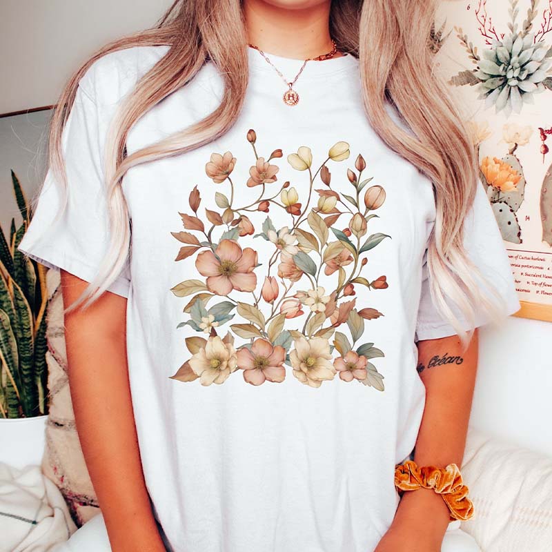 Pastel Wildflowers Watercolor Floral T-Shirt