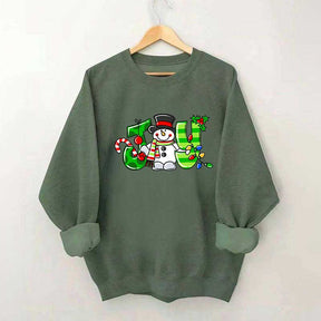 Christmas Snowman  Lights Sweatshirt