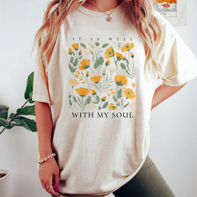 It Is Well With My Soul Yellow Flower T-Shirt