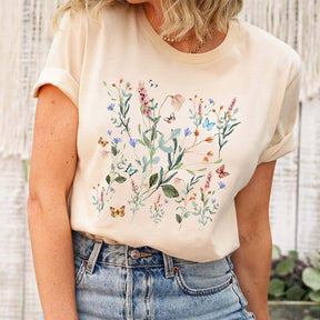 Pressed Flowers Wild Nature Plant Lover T-shirt