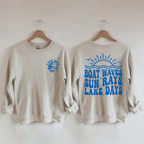 Boat Waves Sun Rays Lake Days Sweatshirt