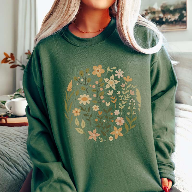 Boho Cottagecore Wildflowers Ring Sweatshirt