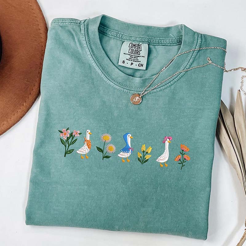 Funny Silly Goose Foral T-Shirt