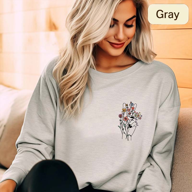 Boho Floral Peace Inspirational Wildflower Sweatshirt