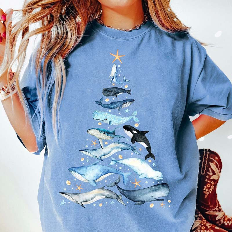 Whale Christmas Tree T-Shirt