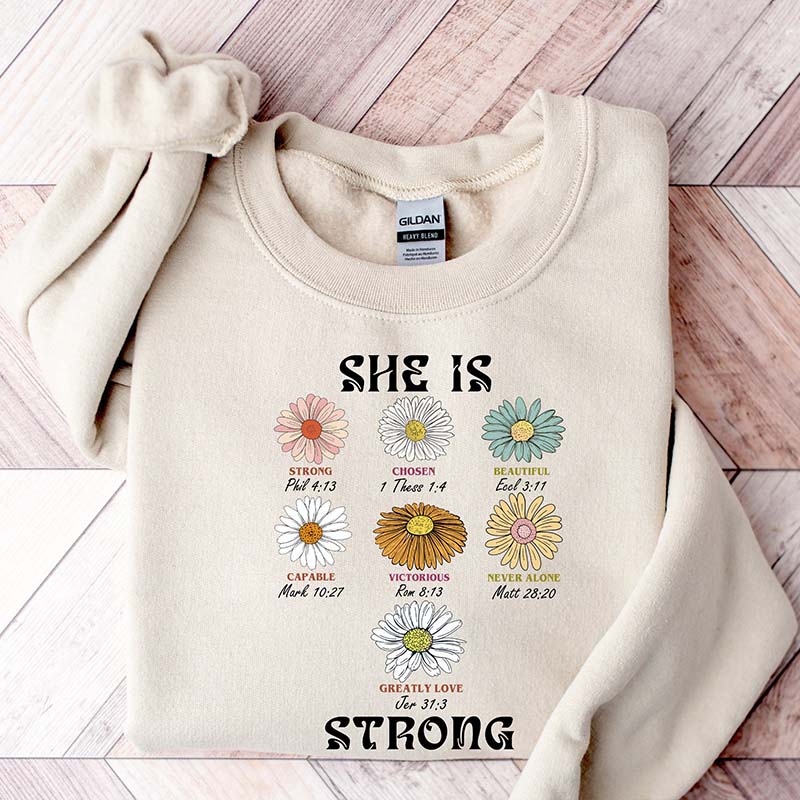 She Is Strong Cute Floral Sweatshirt