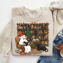 Christmas Ghost Reading Books Sweatshirt