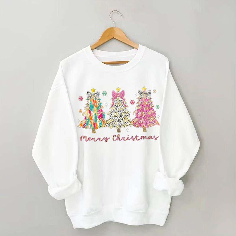 Colorful Glitter Christmas Tree Fall Sweatshirt