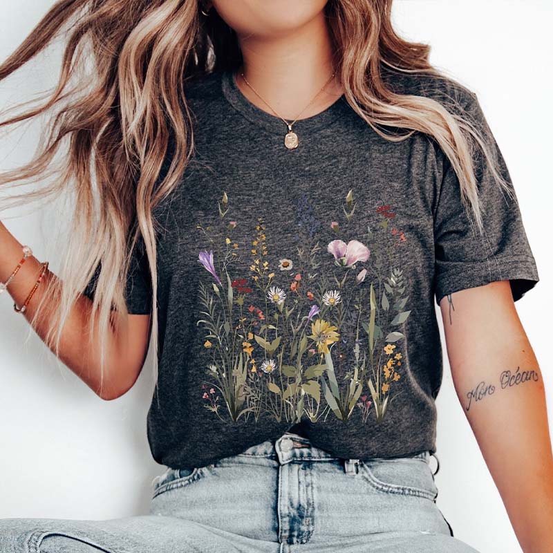 Wild Flowers Floral Nature Vintage T-Shirt