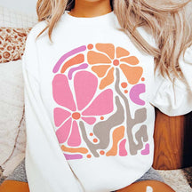 Pink Boho Flower Minimalist Sweatshirt