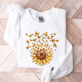 Retro Sunflower And Butterfly Sweatshirt