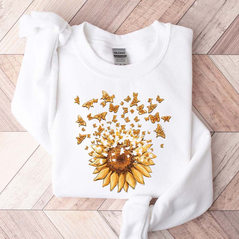 Retro Sunflower And Butterfly Sweatshirt