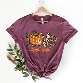 Love Fall Y'All  Leopard Hello Pumpkin T-Shirt