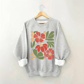 Botanical Neutral Red Minimalist Floral Sweatshirt