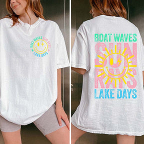 Boat Waves Sun Rays Lake Days T-Shirt