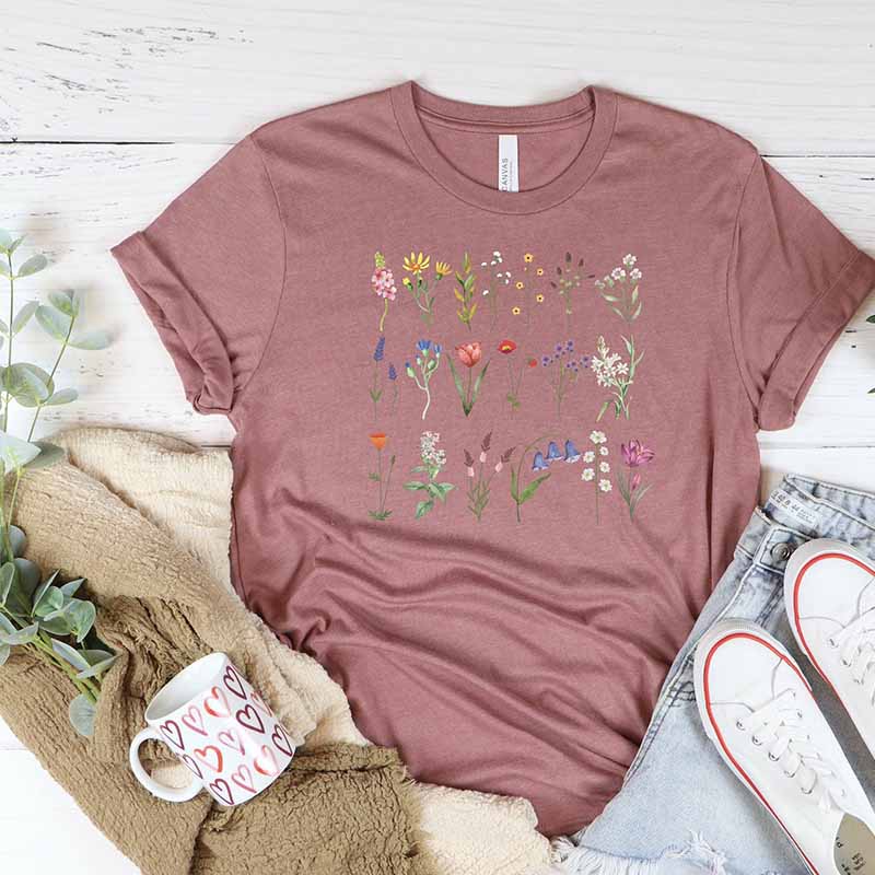 Boho Wildflowers Floral Nature Inspirational T-Shirt